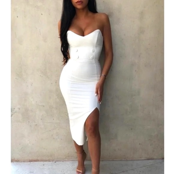 1116 NWT Nookie Bella Strapless Midi Dress - Size S - Ivory - Picture 2 of 13